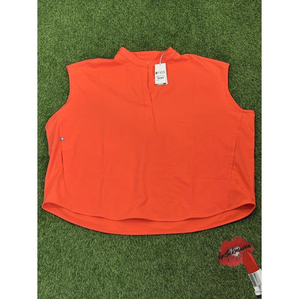Figs Rafaela Scrub Top Womens Plus‎ 4xl Fiery Coral Orange Uniform Shirt OG018